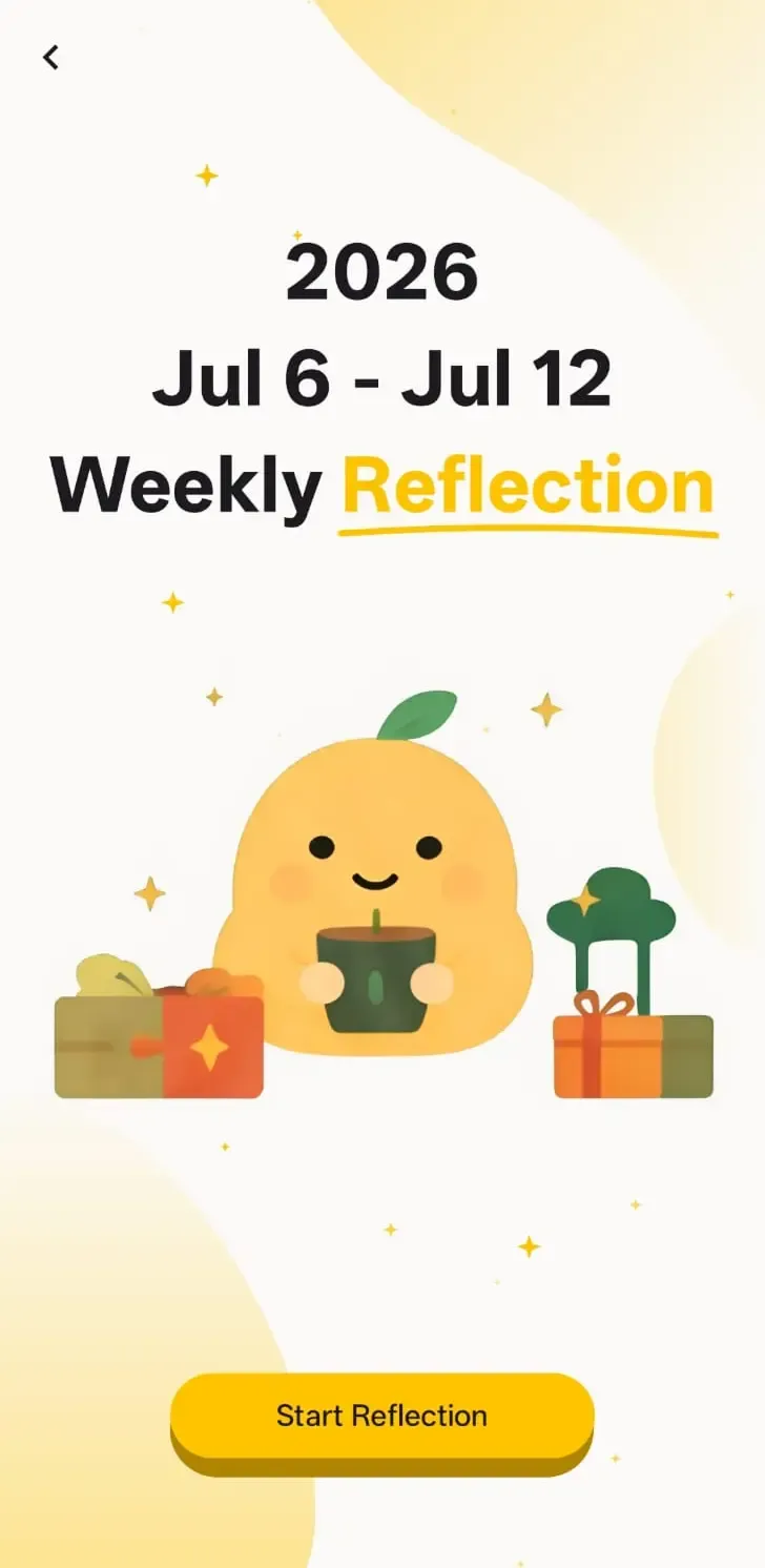 Screenshot of the weekly report showing the user's mood and spending overview